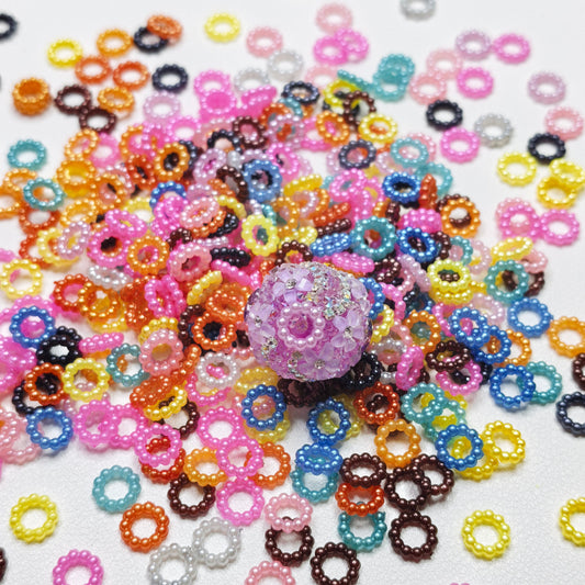 [KM6948]- 8mm Acrylic Pearl Circle Spacers Rings, Use for DIY Fancy Beads