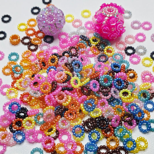 [KM6948]- 8mm Acrylic Pearl Circle Spacers Rings, Use for DIY Fancy Beads