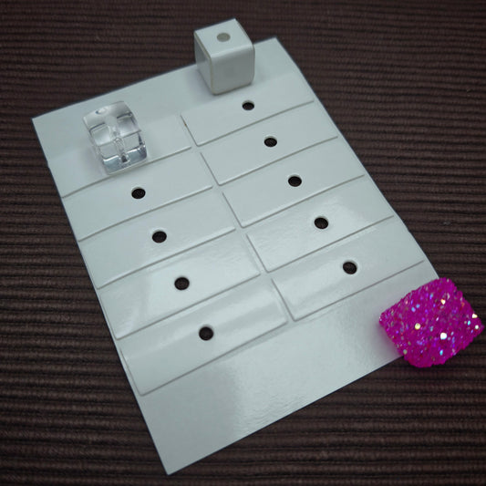 [KM7026]- 13mm*40mm Rectangular Nano Double Sided Tapes, With 4mm Round Middle Hole, Pre-Cutting Sticker Used For 14mm Square Cube Beads, 10 Pieces/Sheet