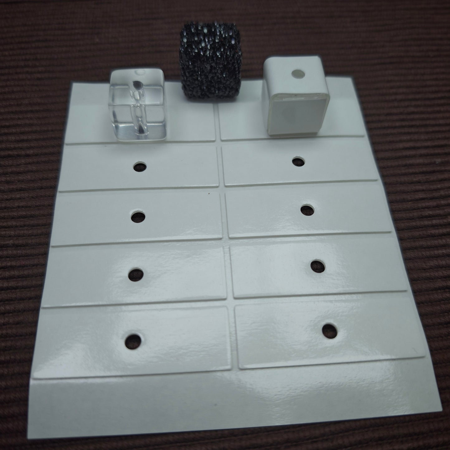 [KM7027]- 15.5mm*46mm Rectangular Nano Double Sided Tapes, With 4mm Round Middle Hole, Pre-Cutting Sticker Used For 16mm Square Cube Beads, 10 Pieces/Sheet