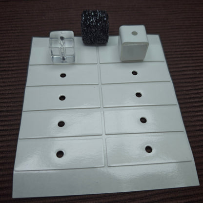 [KM7027]- 15.5mm*46mm Rectangular Nano Double Sided Tapes, With 4mm Round Middle Hole, Pre-Cutting Sticker Used For 16mm Square Cube Beads, 10 Pieces/Sheet