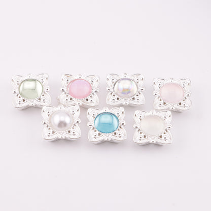 FS6018- 18mm Round Diamond 4 - Leaf Clover 4 Hole Metal Beads