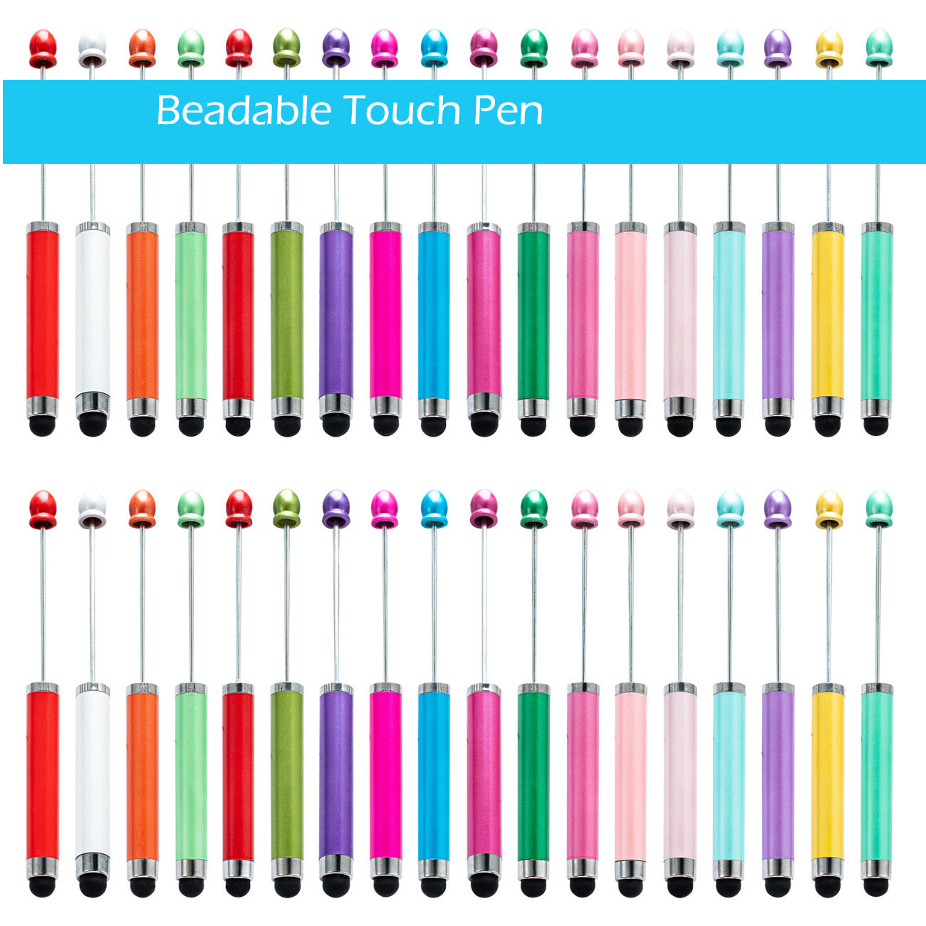 New Style Plastic Beadable DIY Stylus Pen for iPhone, iPad, Tablets and All Touch Screen Devices