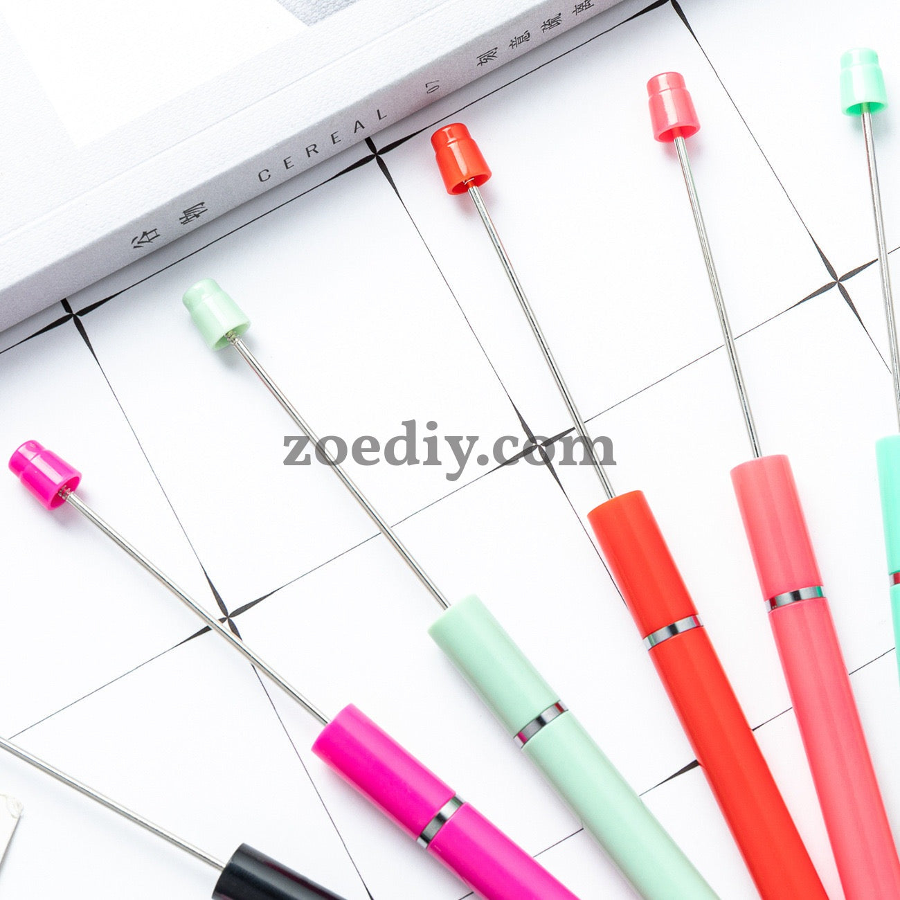 FS0192- 10Pieces New Style Plastic Beadable Pens - Beaded Pens in Solid Colors