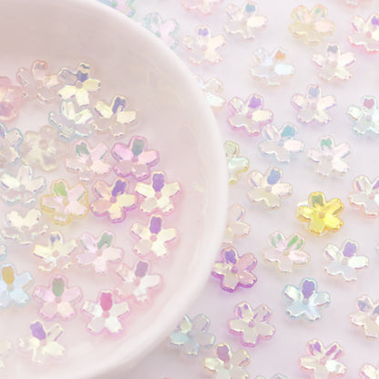 FS6041- Approximately 8Mm Transparent Glow-In-The-Dark UV Electroplated Cherry Blossom Acrylic