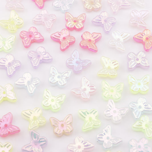 FS6056- Approximately 11mm AB Plated Butterfly Acrylic With Holes