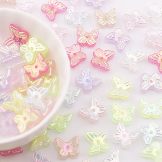FS6056- Approximately 11mm AB Plated Butterfly Acrylic With Holes