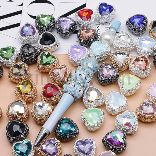 FS4845-Hollowed Heart Diamond Beads Fit For Beadable Pens
