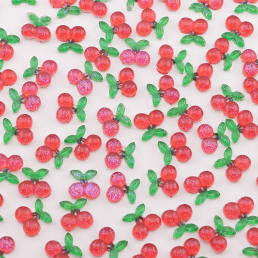 FS6091- 10mm Red Cherry Charms Red Cherry Patches Resin