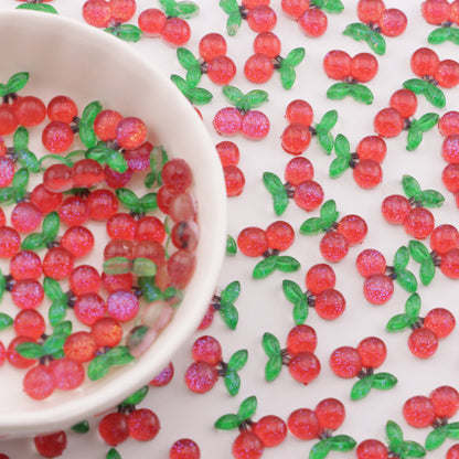FS6091- 10mm Red Cherry Charms Red Cherry Patches Resin