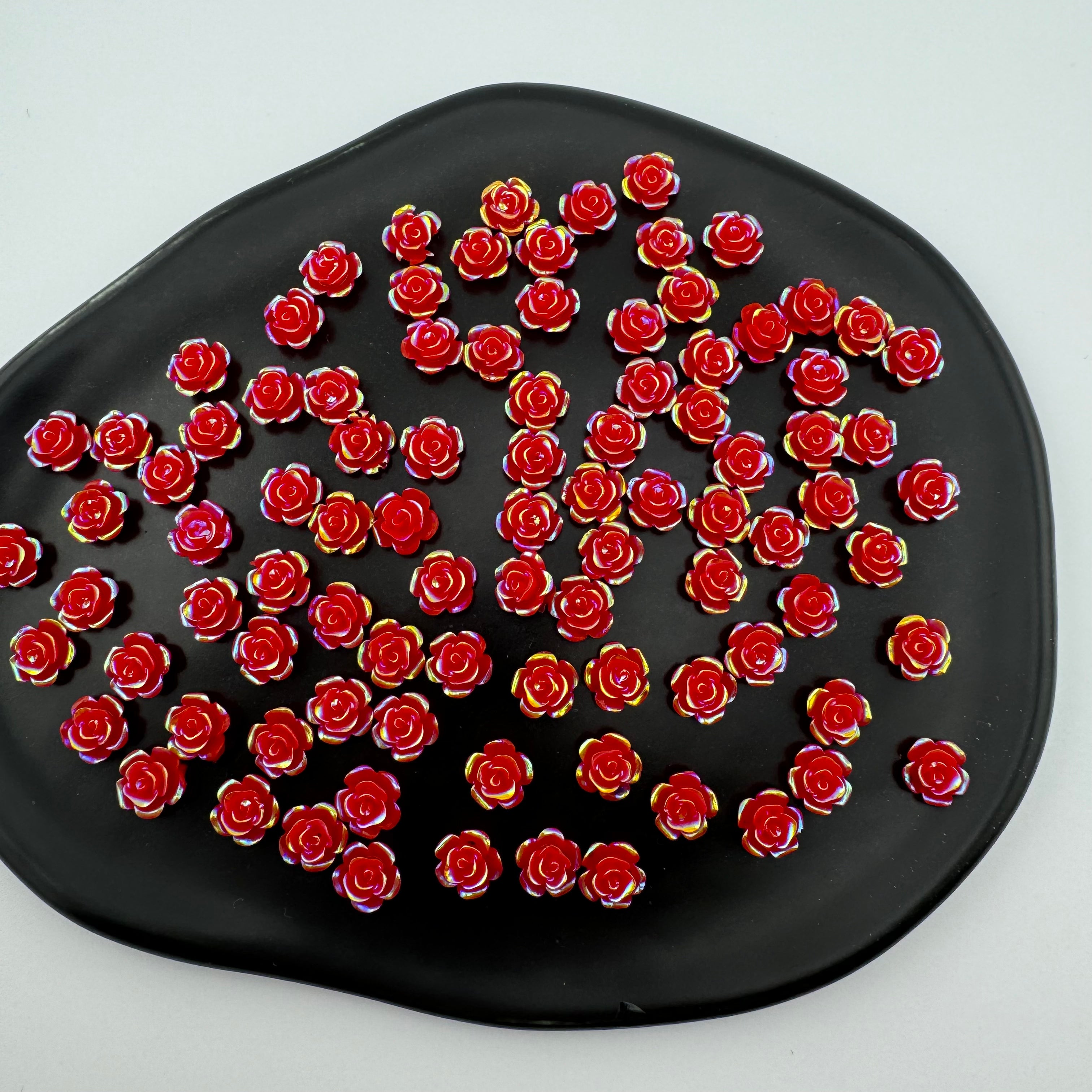 8*8mm Size Red Flower Resin Nail Charms For Making Fancy Bead Or Fancy Pen