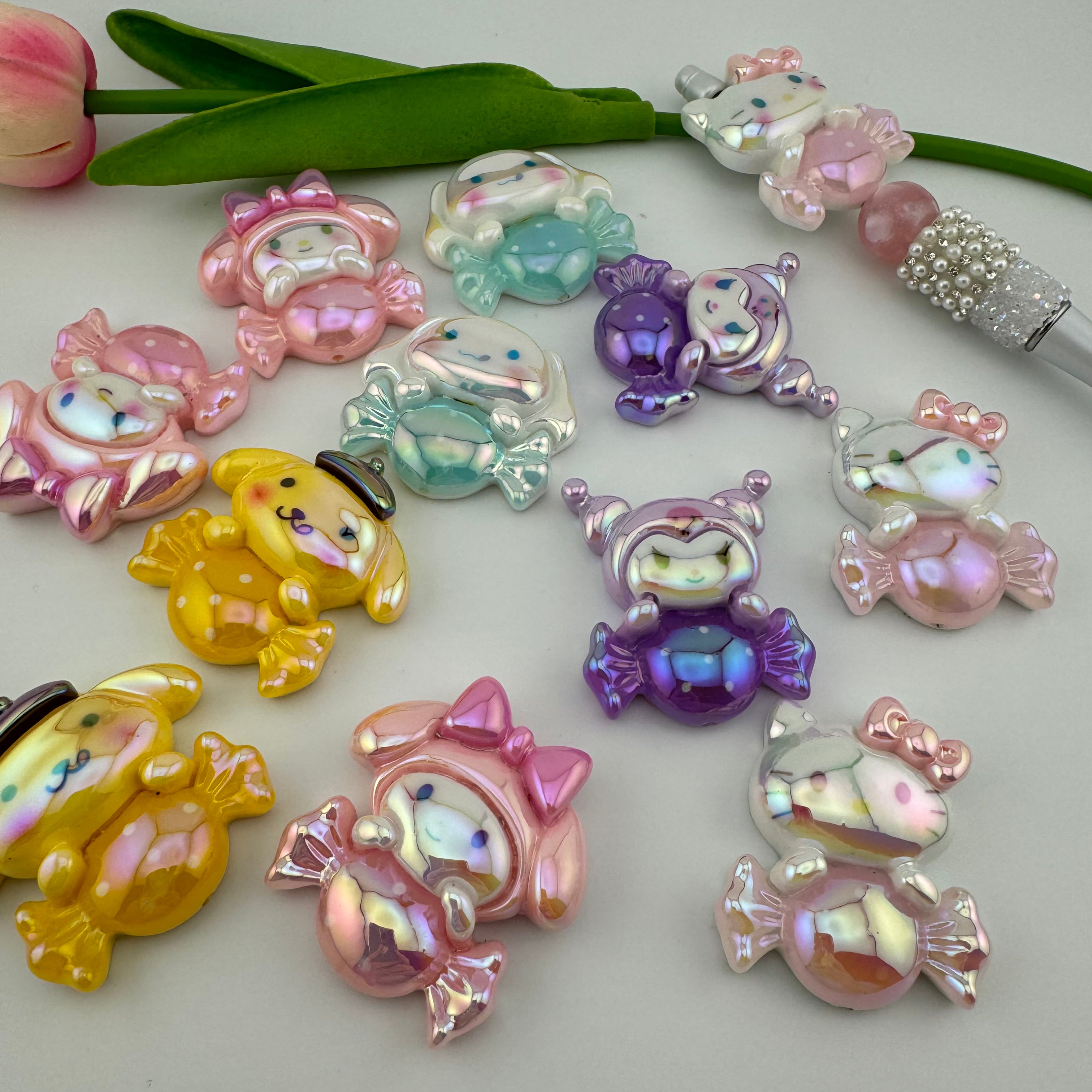 Candy Color UV Shiny Sanrio Resin Beads Fit For Beadable Pens