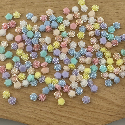 [KM1316]- 6mm UV Rose Solid Color Rose Resin Nail Charms, for Making Fance Pen or Fancy Bead