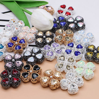 FS0953- Mixed Color Silver Clover Crystal Alloy Diamond Ball Beads Fit For Beadable Pens
