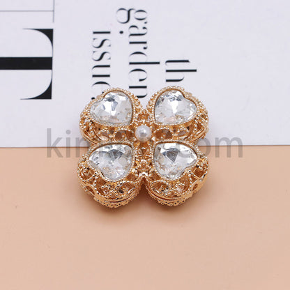 FS0953- Mixed Color Silver Clover Crystal Alloy Diamond Ball Beads Fit For Beadable Pens