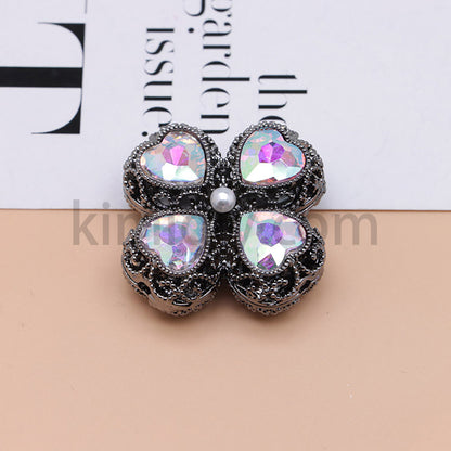 FS0953- Mixed Color Silver Clover Crystal Alloy Diamond Ball Beads Fit For Beadable Pens