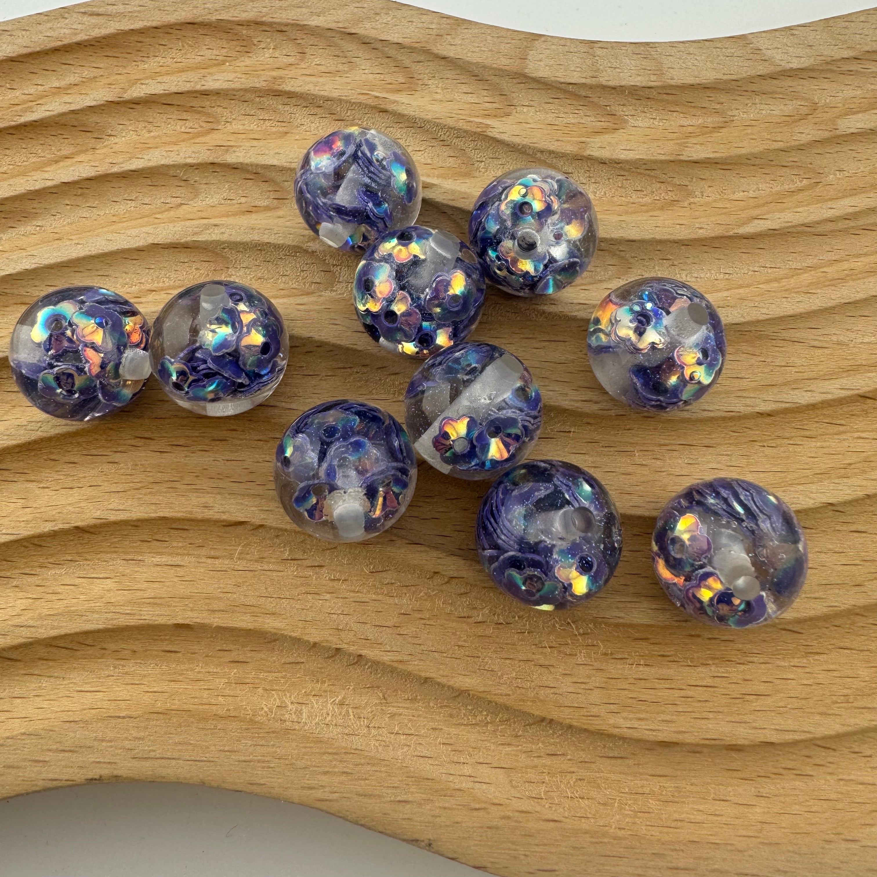 16mm Flower Flower Flash Chip Resin Beads