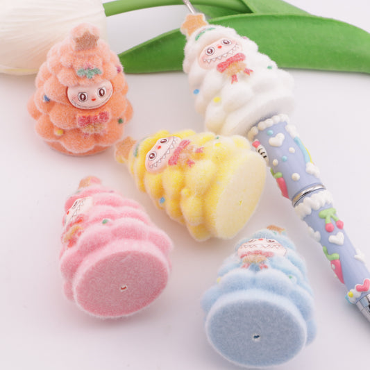 FS6175- Flocked LBB Christmas Tree Beads