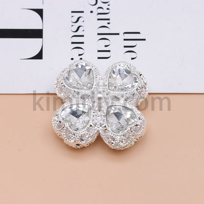 FS0953- Mixed Color Silver Clover Crystal Alloy Diamond Ball Beads Fit For Beadable Pens
