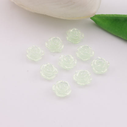 FS6173- 8mm Rose Charms Glitter Translucent Rose Patches