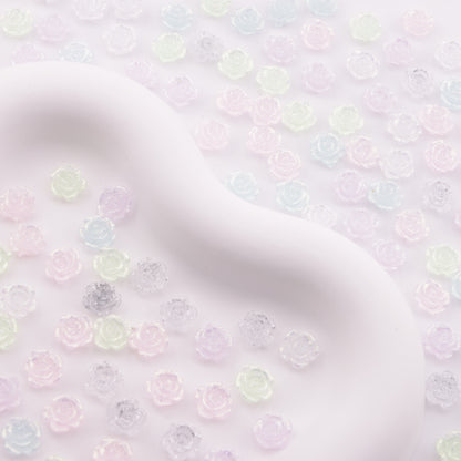 FS6173- 8mm Rose Charms Glitter Translucent Rose Patches