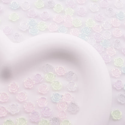 FS6173- 8mm Rose Charms Glitter Translucent Rose Patches