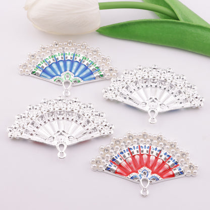 FS6192- 64×41mm Fan Metal Charms Painted Colorful Fan Metal Patches