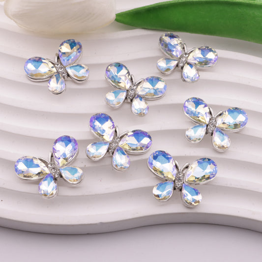 FS6194- 21×27mm Butterfly Metal Charms Butterfly Rhinestone Metal Patches