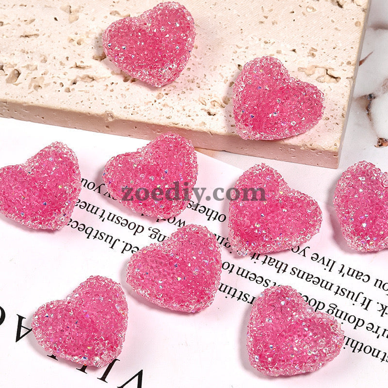 FS1377- 20mm Size Clear Sugar Heart Fit For Beadable Pens