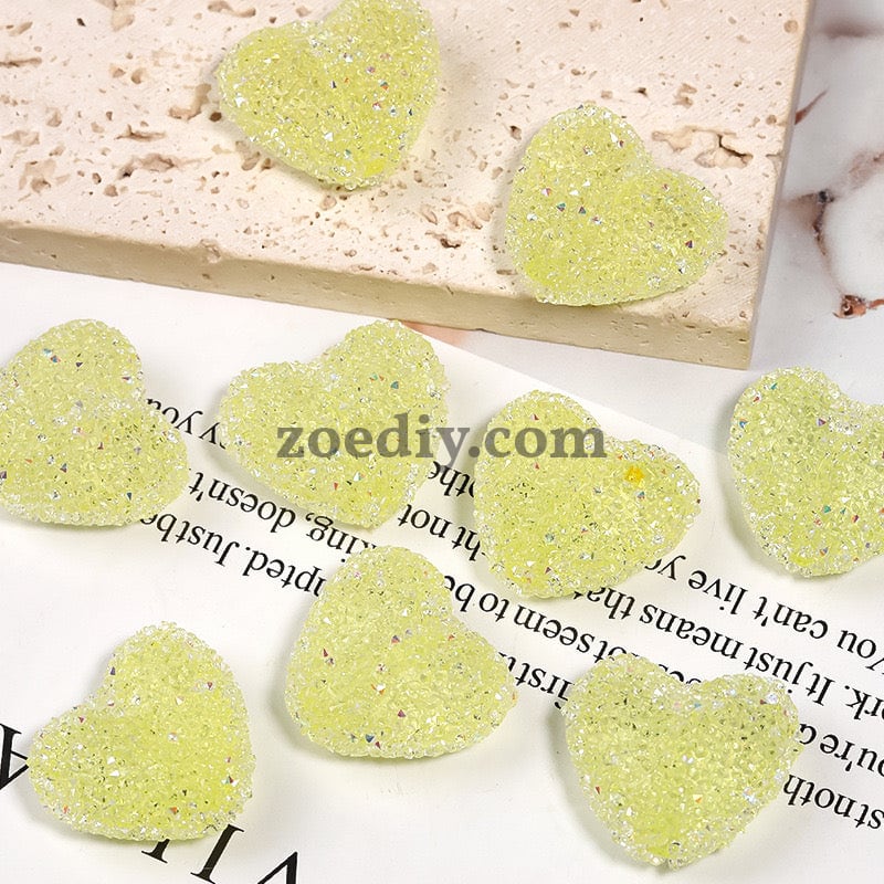 FS1377- 20mm Size Clear Sugar Heart Fit For Beadable Pens