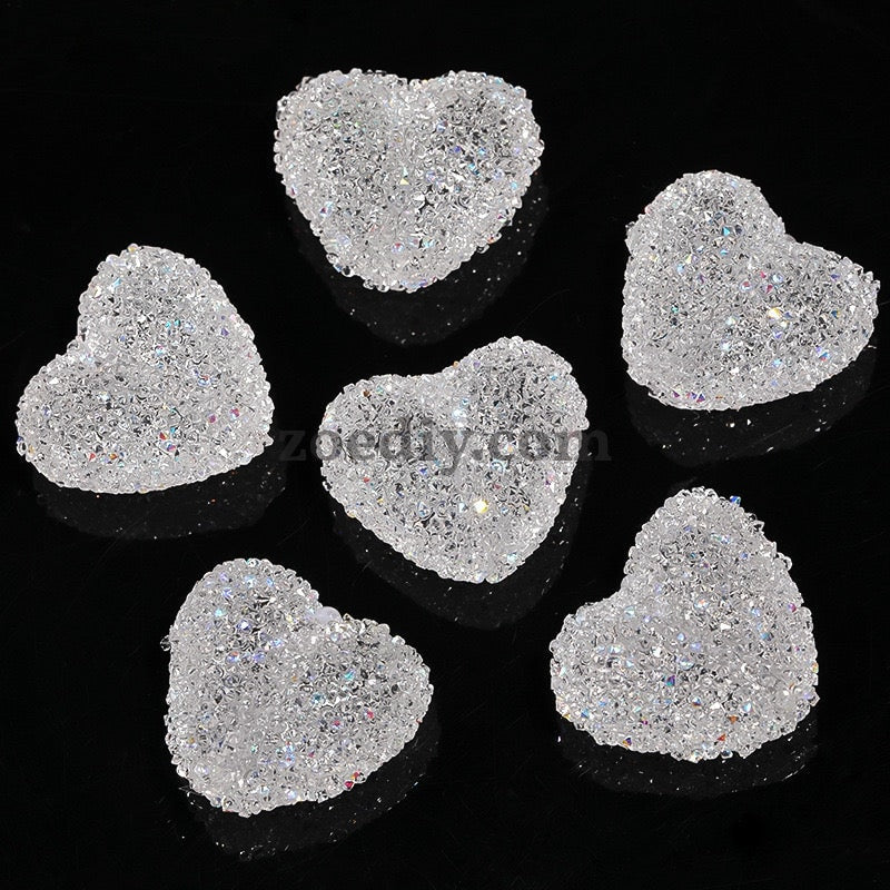 FS1377- 20mm Size Clear Sugar Heart Fit For Beadable Pens