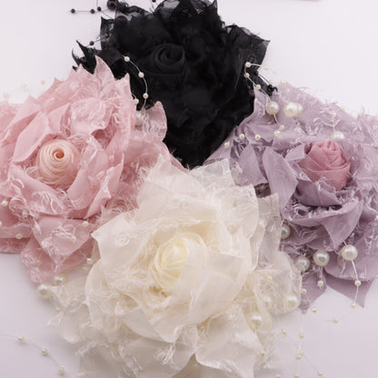 FS6217- About 140Mm Big Fabric Flower Charms With Pearl Chain