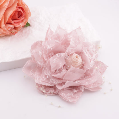 FS6217- About 140Mm Big Fabric Flower Charms With Pearl Chain