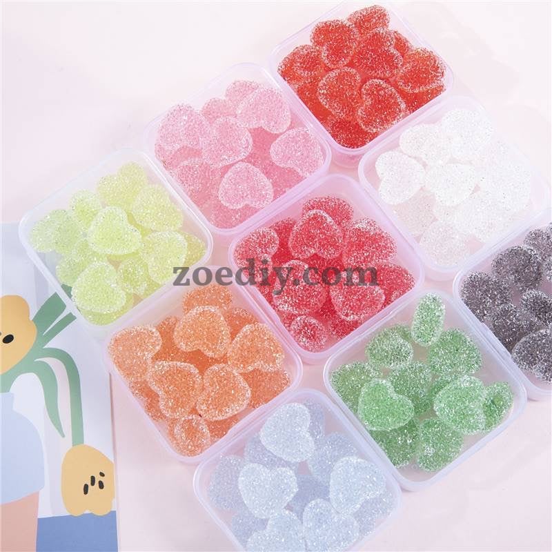 FS1377- 20mm Size Clear Sugar Heart Fit For Beadable Pens