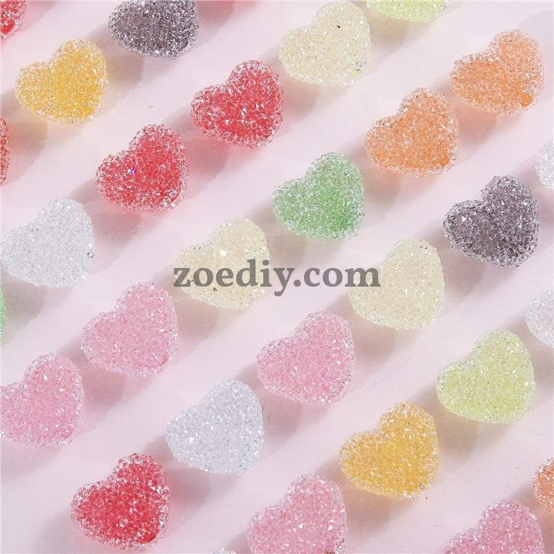 FS1377- 20mm Size Clear Sugar Heart Fit For Beadable Pens