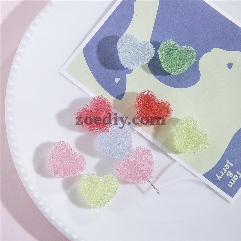 FS1377- 20mm Size Clear Sugar Heart Fit For Beadable Pens