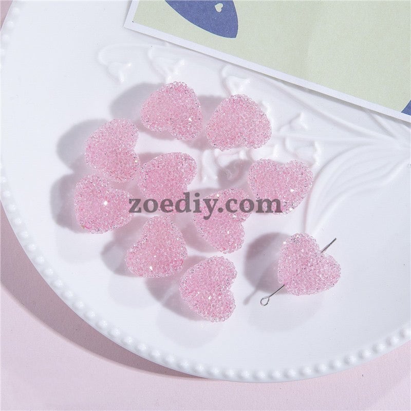 FS1377- 20mm Size Clear Sugar Heart Fit For Beadable Pens