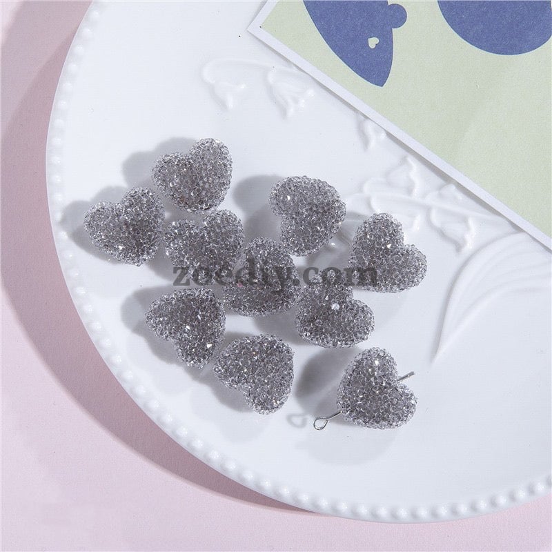 FS1377- 20mm Size Clear Sugar Heart Fit For Beadable Pens