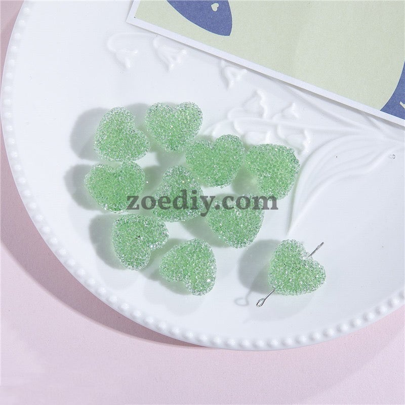 FS1377- 20mm Size Clear Sugar Heart Fit For Beadable Pens