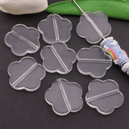 FS6218- 32mm Clear Five - Petal Flower - Based Beads