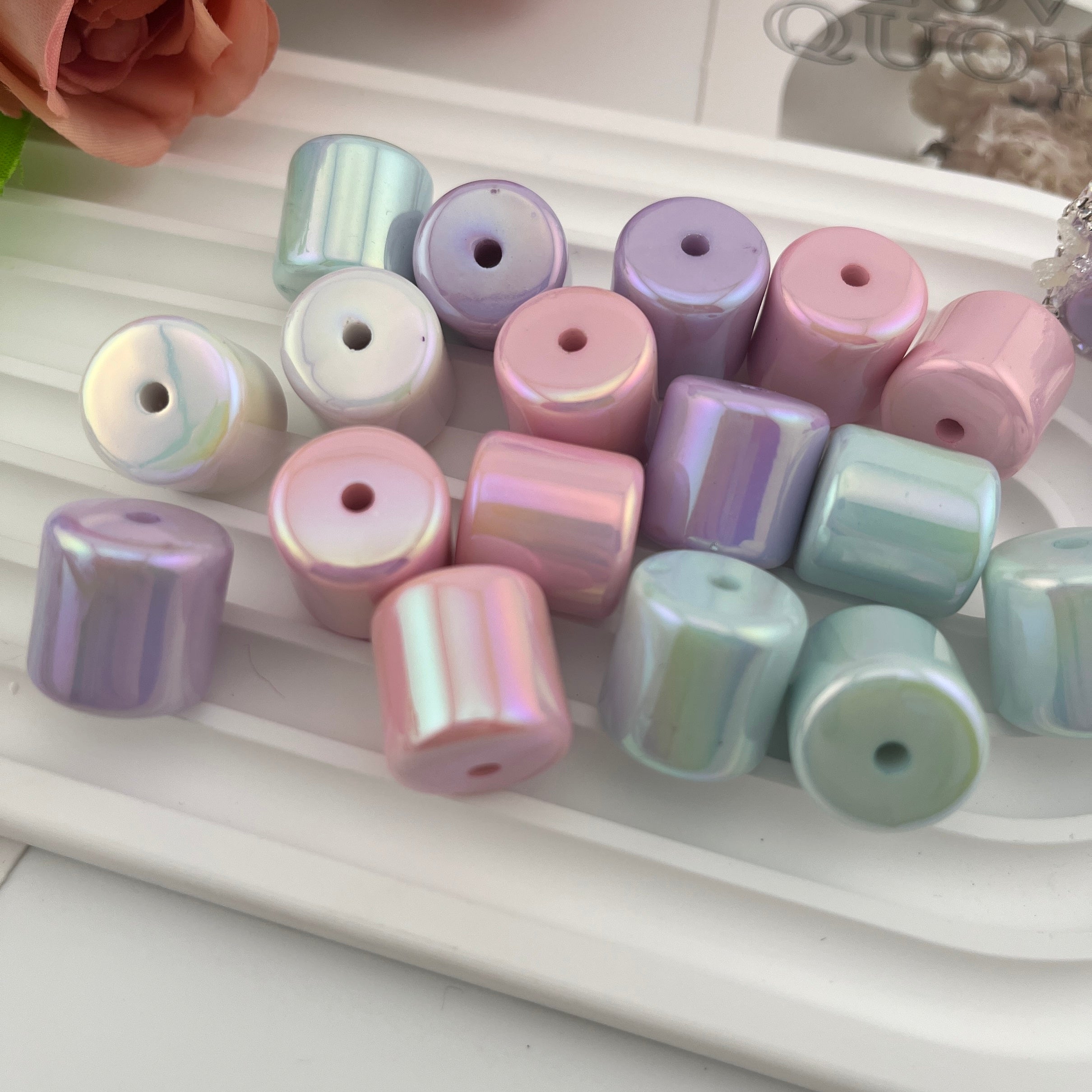 16MM Solid color Cylinder Acrylic Beads Fit For Beadable Pens