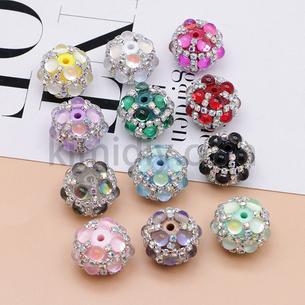 FS0366-16MM Mixed Color Pearl Full Diamond Mermaid Glass Beads Fit For Beadable Pens