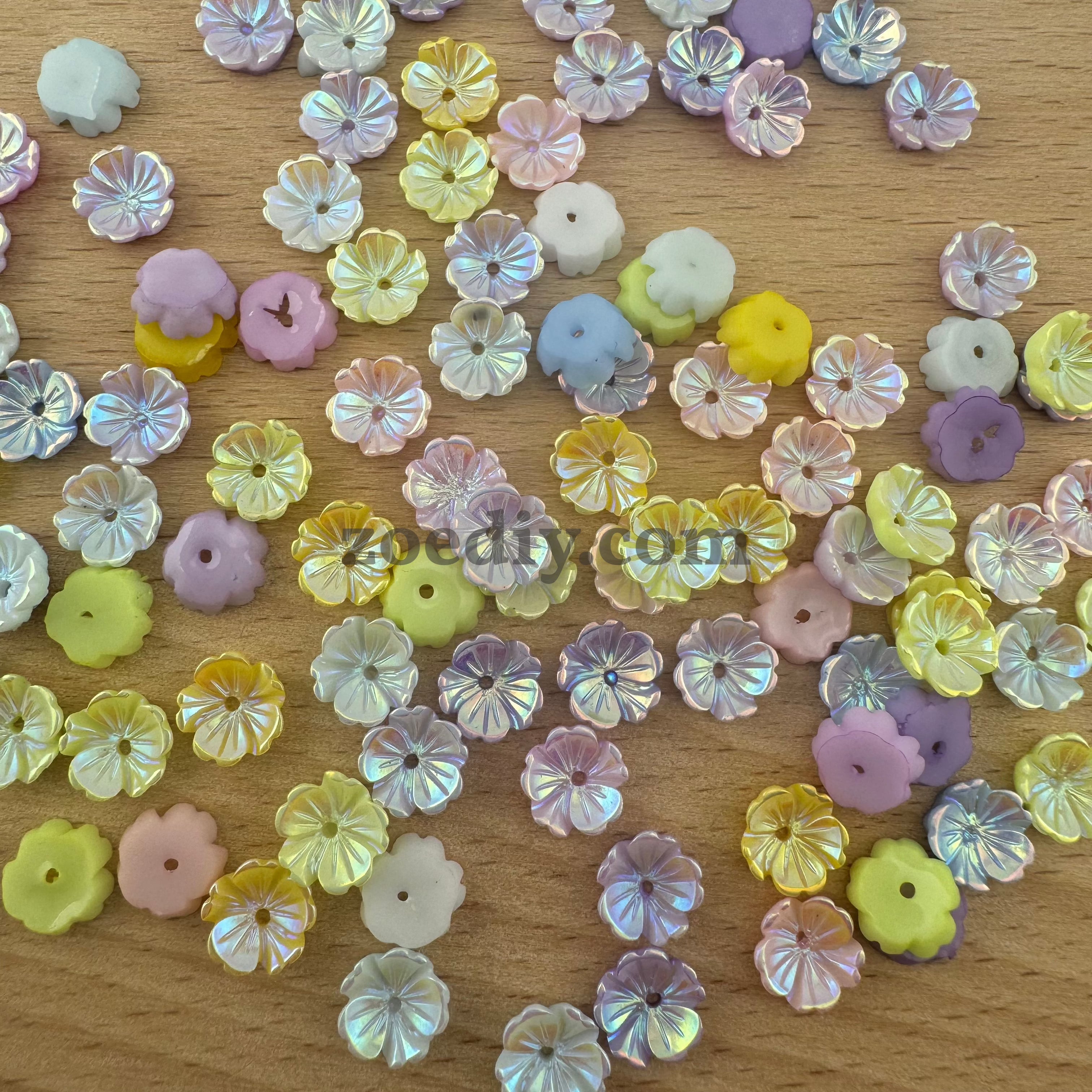 FS1403-Mixed Color 7mm*7mm Flower Resin Nail Charms For Making Fancy Bead Or Fancy Pen