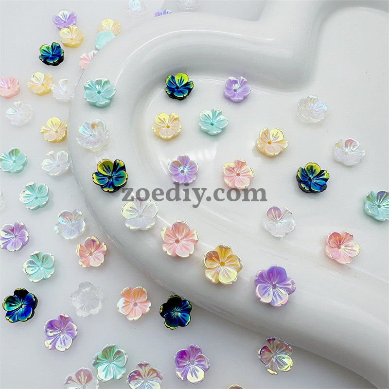 FS1403-Mixed Color 7mm*7mm Flower Resin Nail Charms For Making Fancy Bead Or Fancy Pen