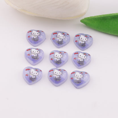 FS6285- 10mm Hk Heart Charms Heart-Shaped Kitty Patches