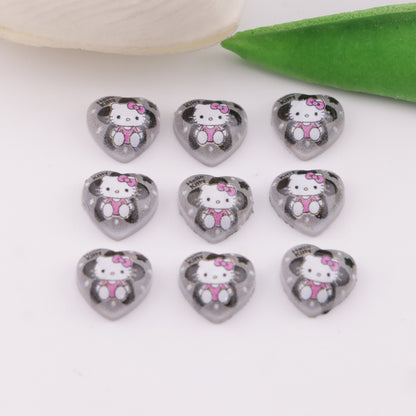 FS6285- 10mm Hk Heart Charms Heart-Shaped Kitty Patches