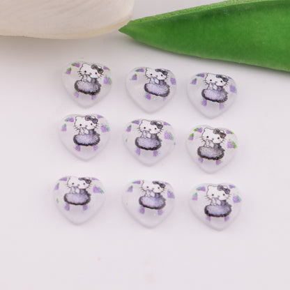 FS6285- 10mm Hk Heart Charms Heart-Shaped Kitty Patches