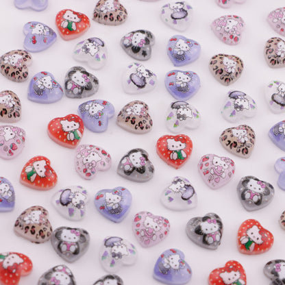 FS6285- 10mm Hk Heart Charms Heart-Shaped Kitty Patches