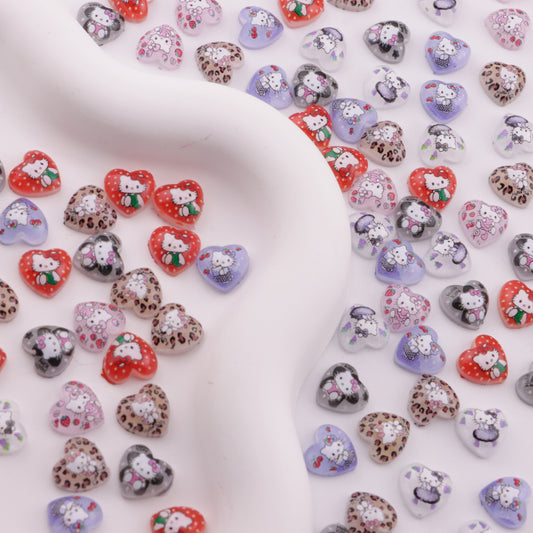 FS6285- 10mm Hk Heart Charms Heart-Shaped Kitty Patches