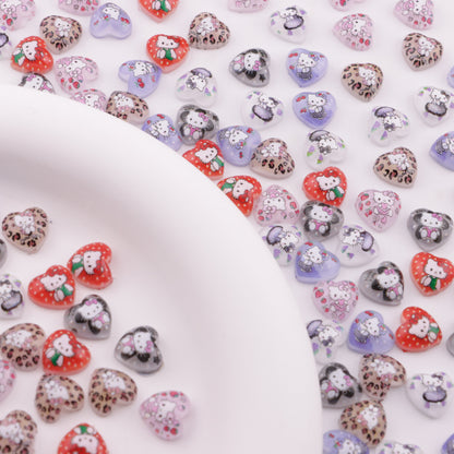 FS6285- 10mm Hk Heart Charms Heart-Shaped Kitty Patches